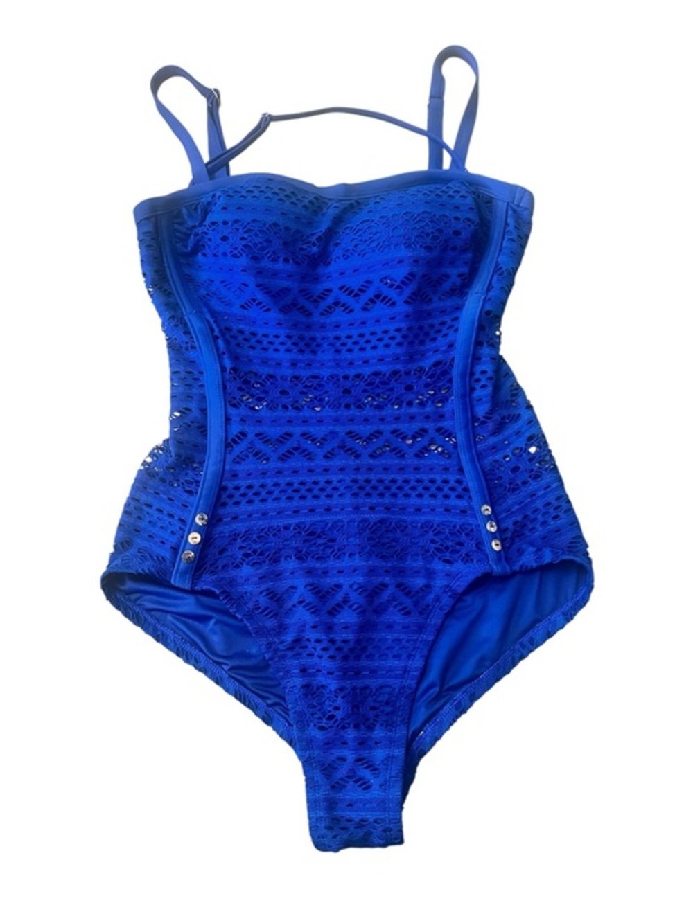 H2O Swimwear One Piece Crochet Swimsuit - Womens Size 10 - Versatile Straps Blue